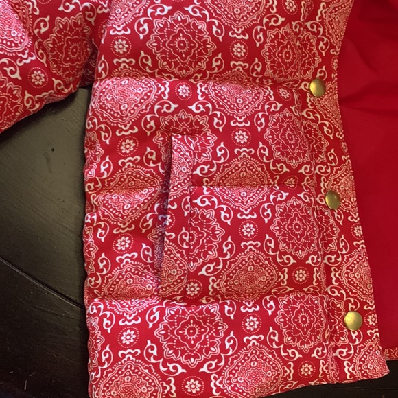 Jamie and Jack girls red white  puffer jacket mock neck quilted - Picture 5 of 7